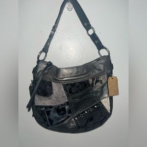 Coach Holiday Patchwork Silver 12901 Animal Print Black Gray Purse Handbag